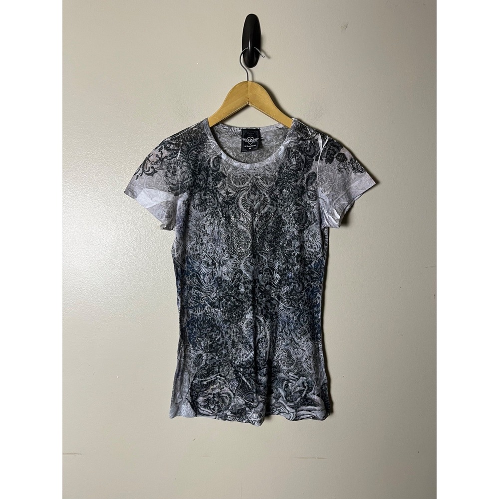 Sledge USA A New Kind Graphic Tee Womens M Black White Pattern Y2k